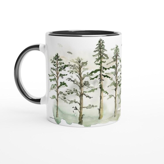 Woodland Trees 11oz Ceramic Mug with Color Inside