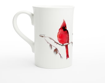 Red Cardinal 10oz Porcelain Slim Mug