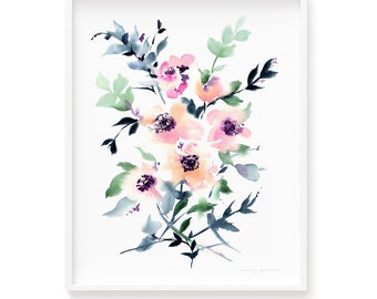 Watercolor Flowers Art Print High Quality Watercolour Floral Wall Beautiful Artwork Perfect Gift Idea in Variety Sizes, Frame NOT included