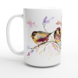 Aquarell Vögel 15 Unzen Keramik Tasse