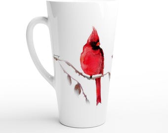 Red Cardinal 17oz Ceramic Latte Mug