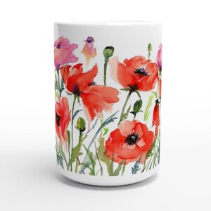 Mohnblumen-Garten 15oz Keramikbecher Bild 3