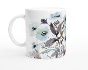 Light Blue Flowers 11oz Ceramic Mug