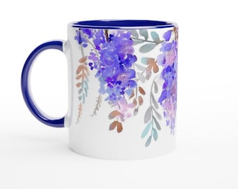 Purple Wisteria 11oz Ceramic Mug with Colour Inside