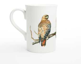 Red Tailed Hawk 10oz Porcelain Slim Mug