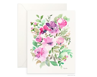 Floral Watercolor Blank Card: Archival Cotton, Rosalie Design
