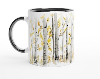 Birch Trees 11oz Ceramic Mug with Black Colour Inside