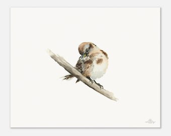 Sparrow Bird Watercolor Art Print: Museum-Quality Giclée