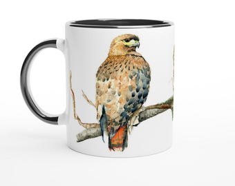 Red Tailed Hawk 11oz Ceramic Mug with Black Colour Inside