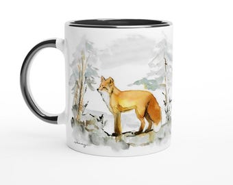 Red Fox 11oz Ceramic Mug with Black Colour Inside