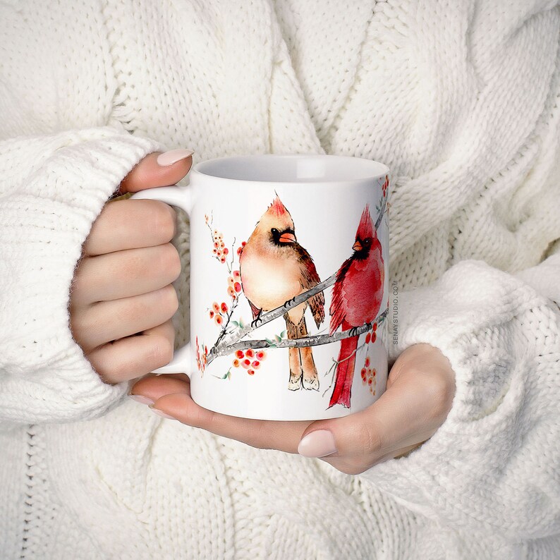 Cardinal Birds Coffee Mug 11oz and 15oz Coffee Mug Unique Etsy