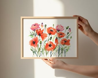 Poppy Garden, Wooden Framed Art Print With Museum-Quality Matte Paper