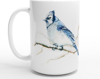 Blue Jay Bird 15oz Ceramic Mug
