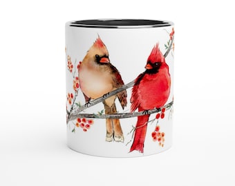 Mr & Mrs Cardinal 11oz Ceramic Mug with Black Colour Inside