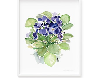 Watercolour Art Print Beautiful Purple Violet Watercolor Painting Unique Giclée Print High Quality Wall Art in Variety Size FrameNOTincluded