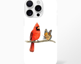 Red Cardinal Bird and Monarch Butterfly Slim Phone Case
