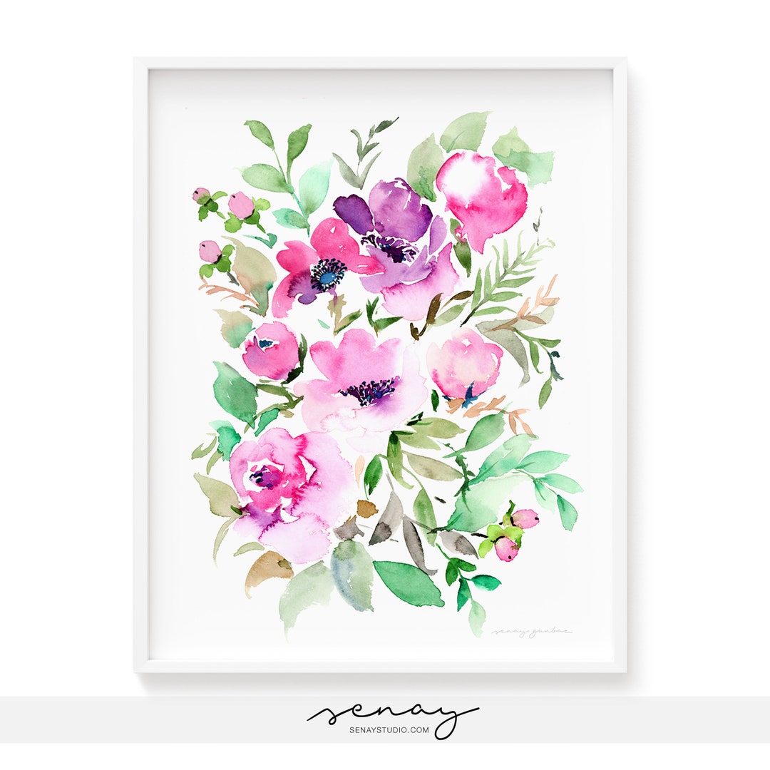Watercolor Rose Art Print Wall Art Museum Quality Giclée Print Pink ...