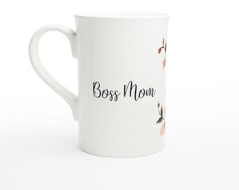 Boss Mom & Dawn Flowers 10oz Porcelain Slim Mug