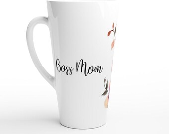 Boss Mom & Dawn Flowers 17oz Ceramic Latte Mug