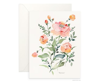 Floral Watercolor Blank Card: 'Roseanne' Archival Art Card