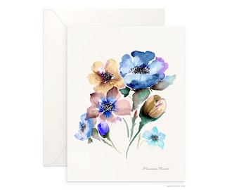 Mountain Flowers Watercolor Card: Archival Blank Greeting Card