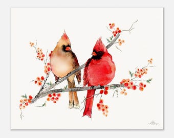 Cardinal Birds  Museum-Quality Art Print