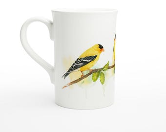 Goldfinch Bird 10oz Porcelain Slim Mug