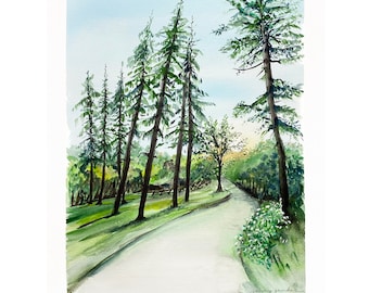 Walk in the park - Original watercolour painting by Senay