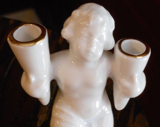 Small Porcelain German Blanc de Chine Candle Holder (US Zone)