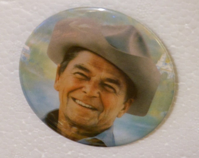 Ronald Reagan in a Cowboy Hat Pinback Button