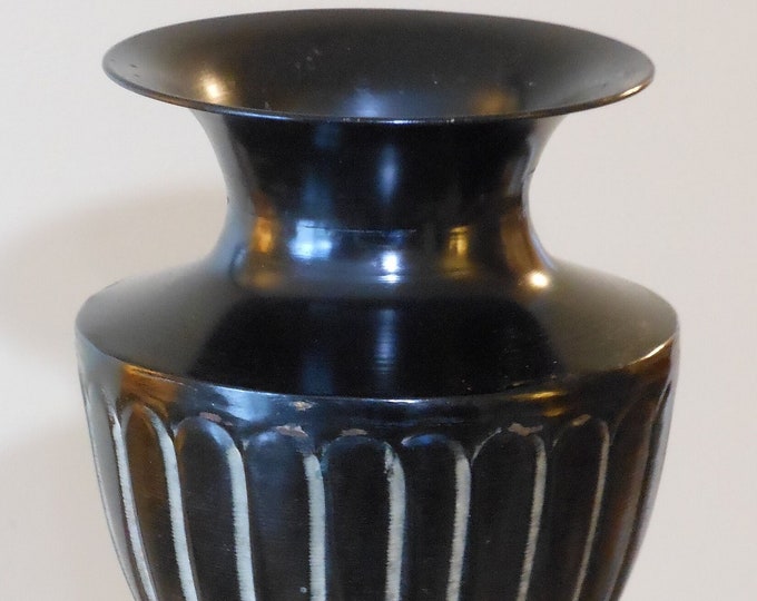 Twelve-Inch Black Metal Vintage Vase