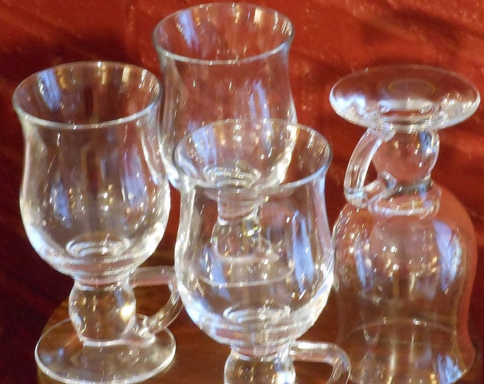 Set of Four Clear Glass Mugs/Tumblers