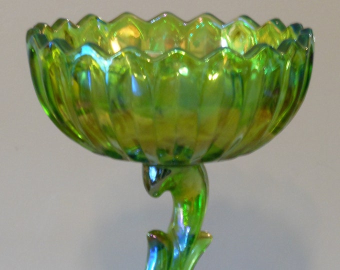 Vintage Green Glass Compote