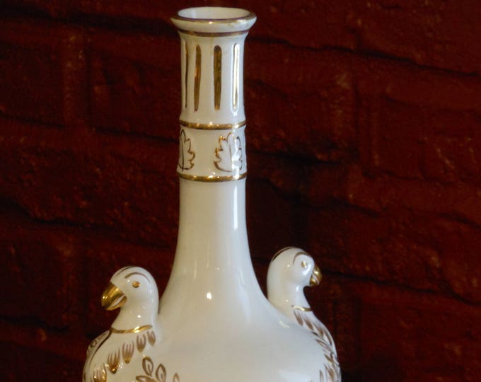 Two-Headed Bird Vintage Majolica Bud Vase