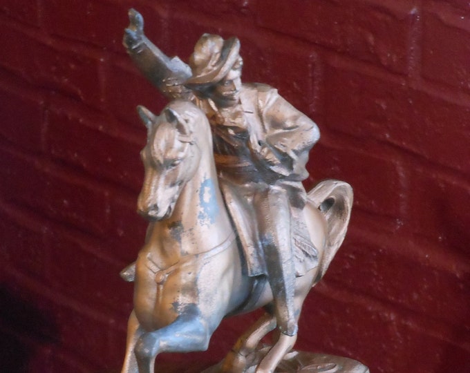 Vintage Painted Cast Iron Horse and Rider