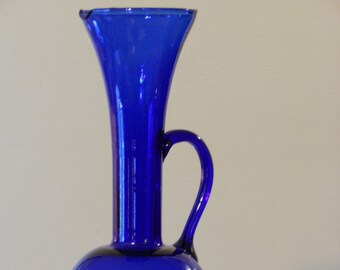 Cobalt Blue Slender Pitcher Vase
