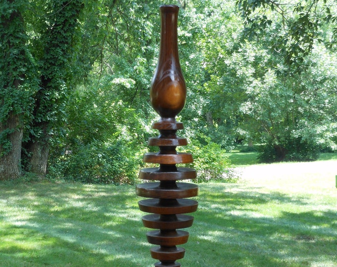 Tall, Solid Wood Candle Holder