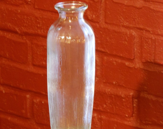 Vintage Clear Ribbed 9-inch Glass Bud Vase