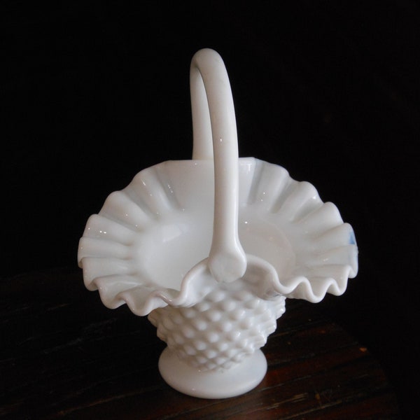 Fenton Hobnail Milk Glass Basket