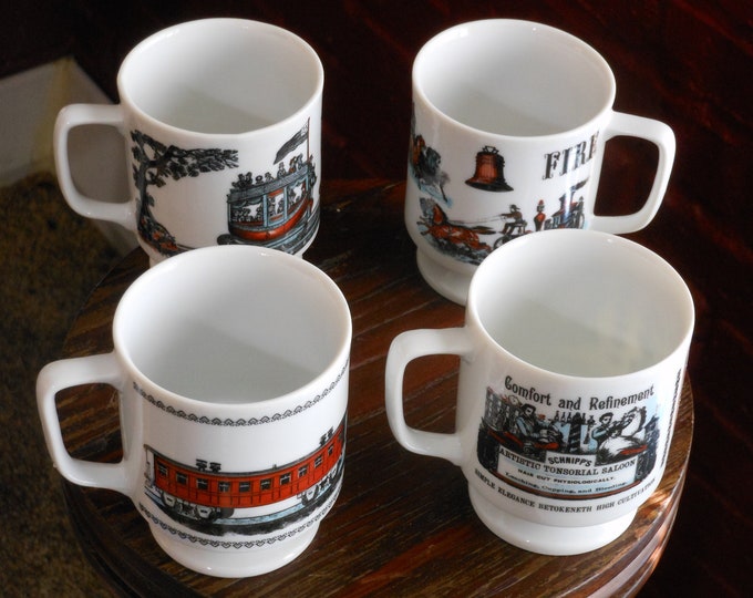 Four Vintage Advertising Reproduction Mugs