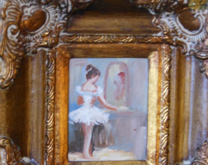 Two Mini Ornate Resin Frames Original Art (Ballet and Piano)