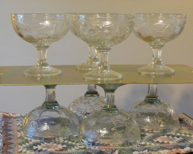 Eight Vintage Indiana Glass Stemmed Sherbet Bowls