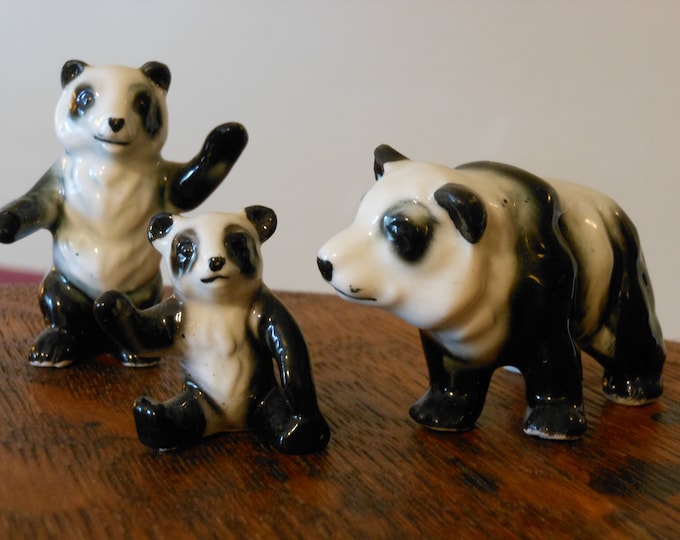 Miniature Herter's Inc. Ceramic Panda Bear Family