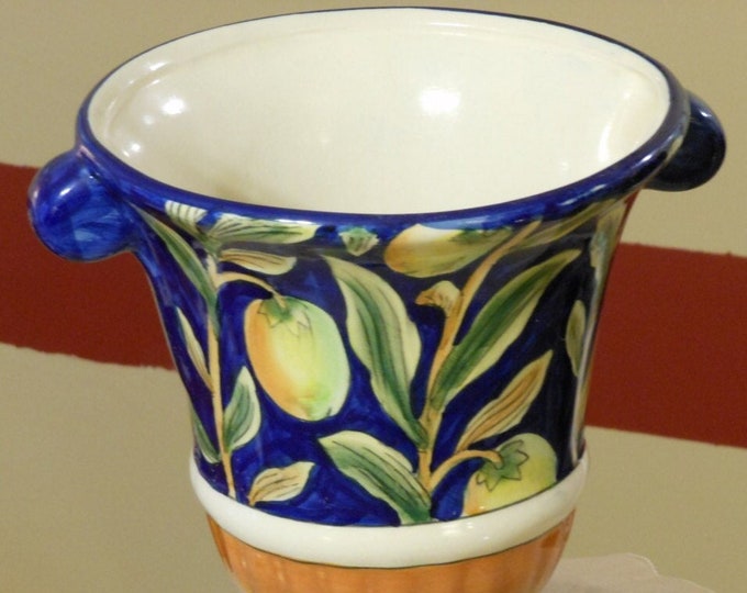 Dark Blue Asian-Theme Floral Vase