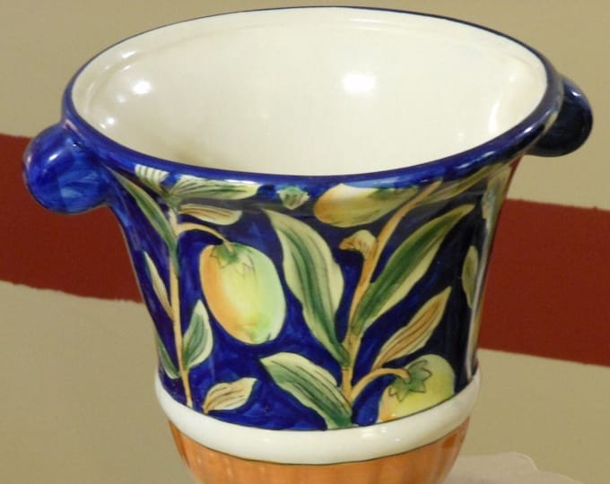 Dark Blue Asian-Theme Floral Vase