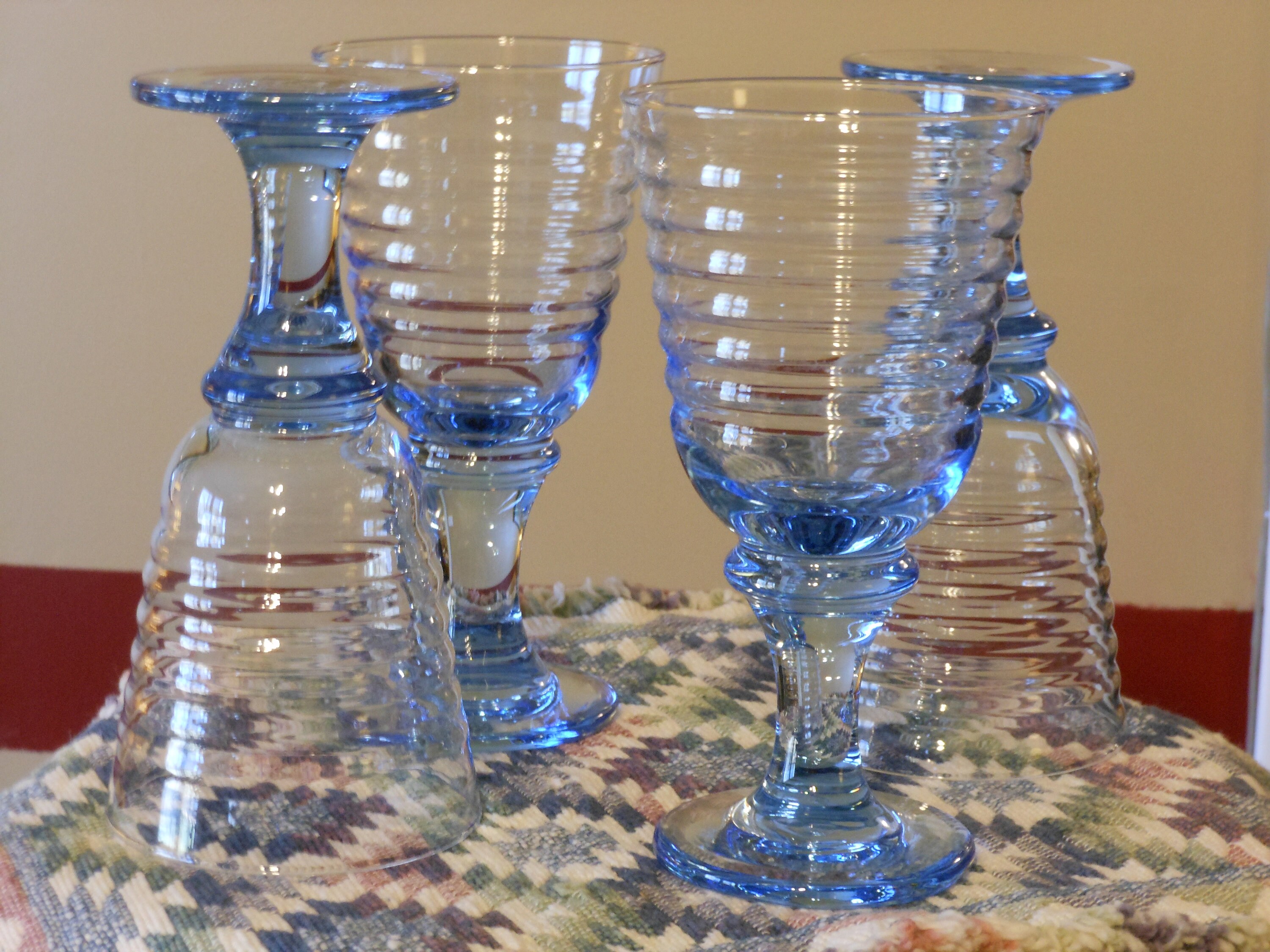 Light Blue Stemmed Glass Tumblers