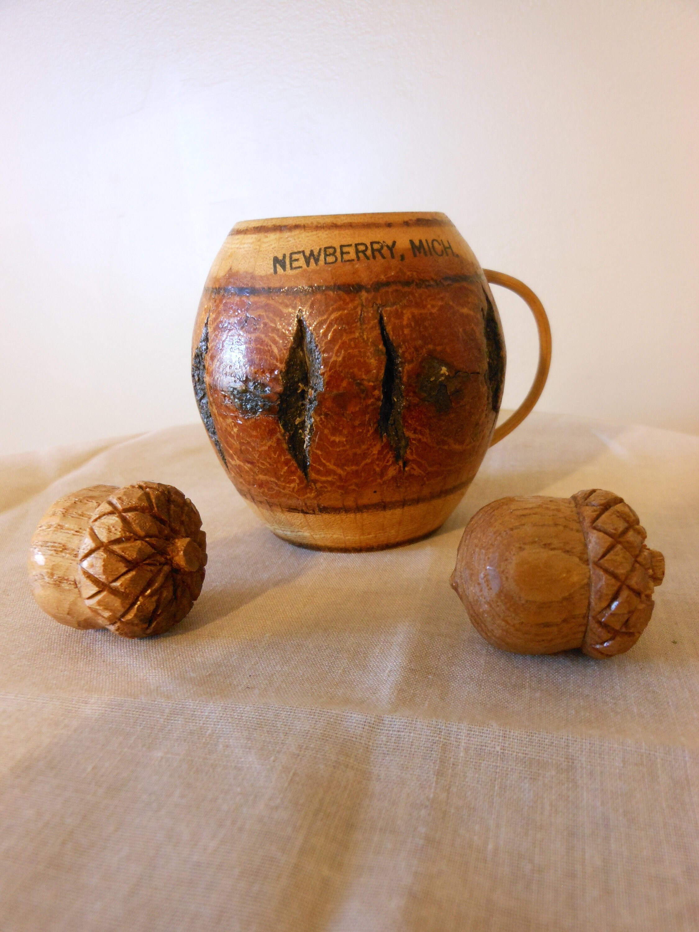 Hand Carved Wooden Acorns in Newberry, Michigan Hand Carved Wooden Cup