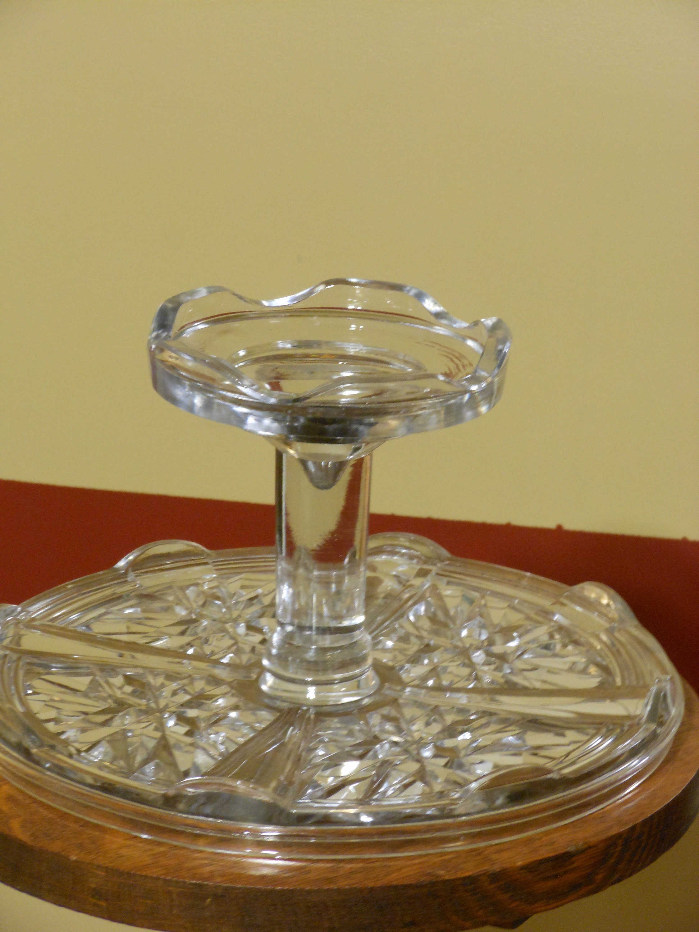 Etched Glass 10 Pedestal Cake Stand