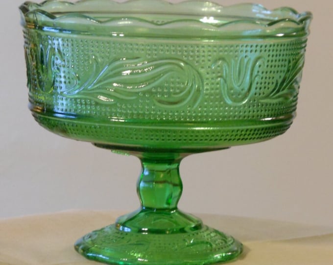 E.O. Brody M6000 Green Glass Compote