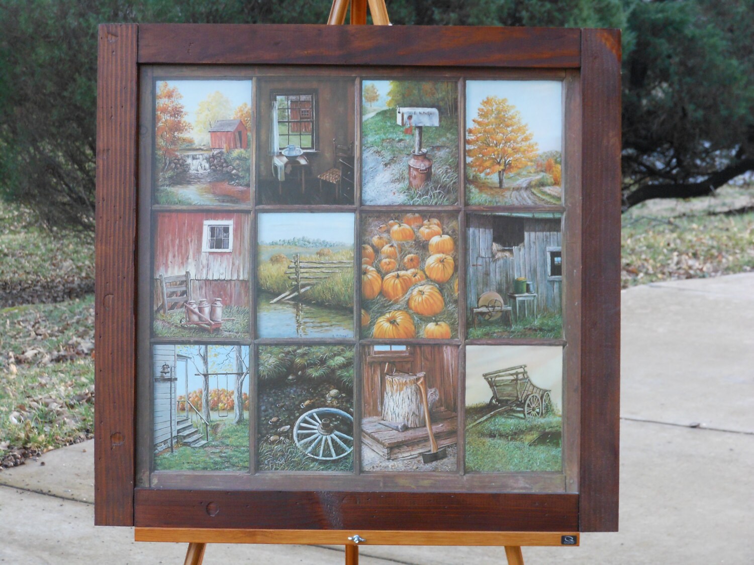 Rustic Framed Montage of a Dozen Fall Scenes